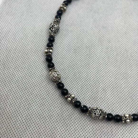 Choker necklace 925 sterling onyx - Picture 8 of 9